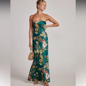 12th Tribe Emerald Natalia Floral Strapless Maxi Dress size medium, NWT